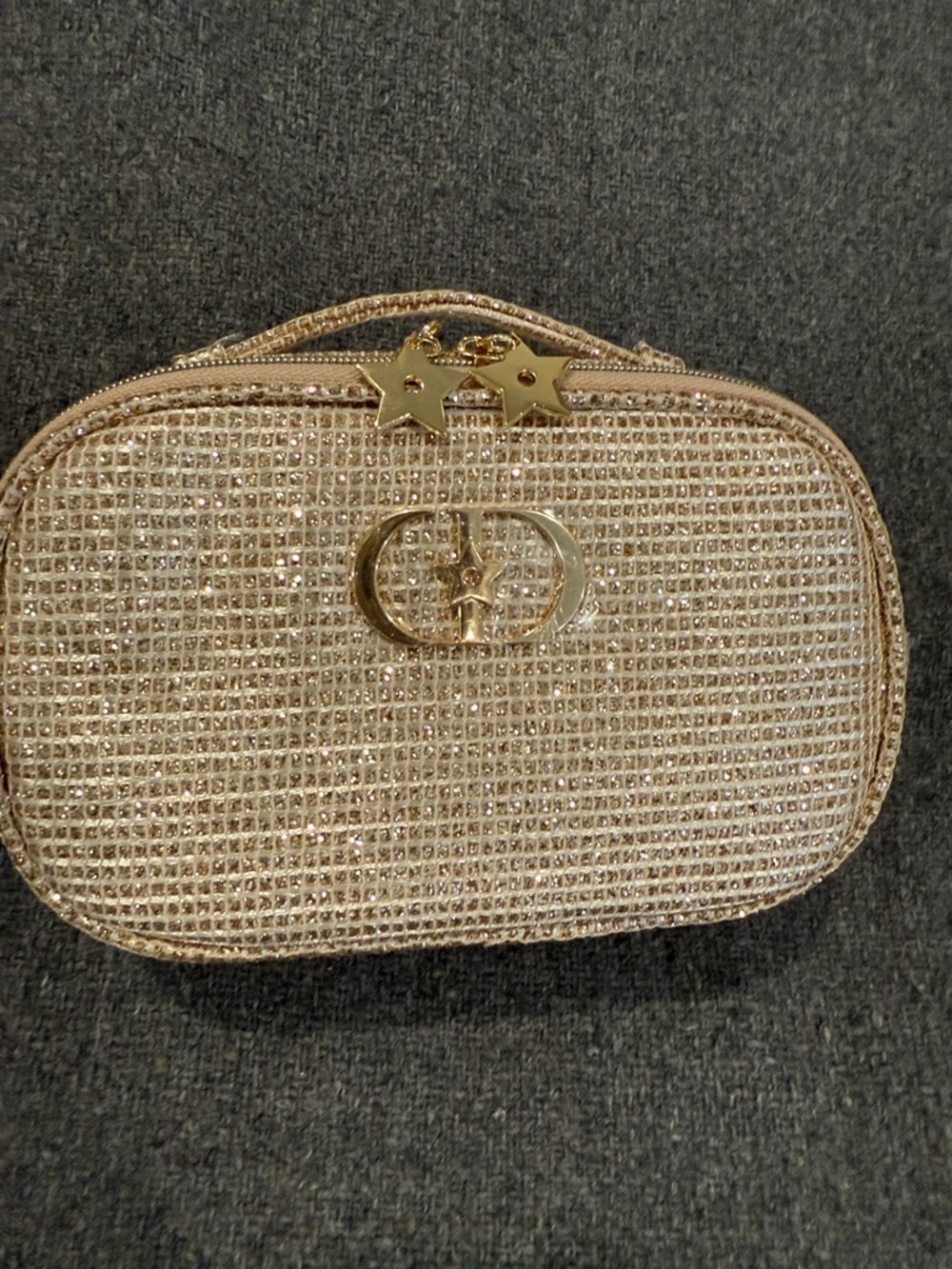Dior GWP Gold Glitter Cosmetic Case with Star Accent
